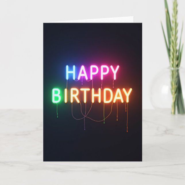 Luminous Neon Glow Birthday Card (Front)