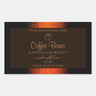 Luminous Orange Brown Marble Product Labels Floral