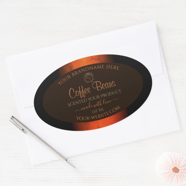 Luminous Orange Brown Marble Product Labels Floral (Envelope)