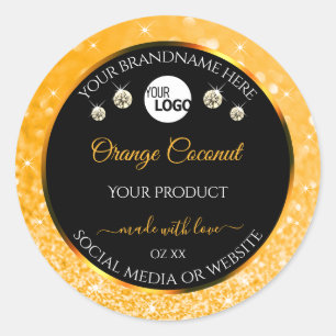 Luminous Orange Glitter Black Product Labels Logo