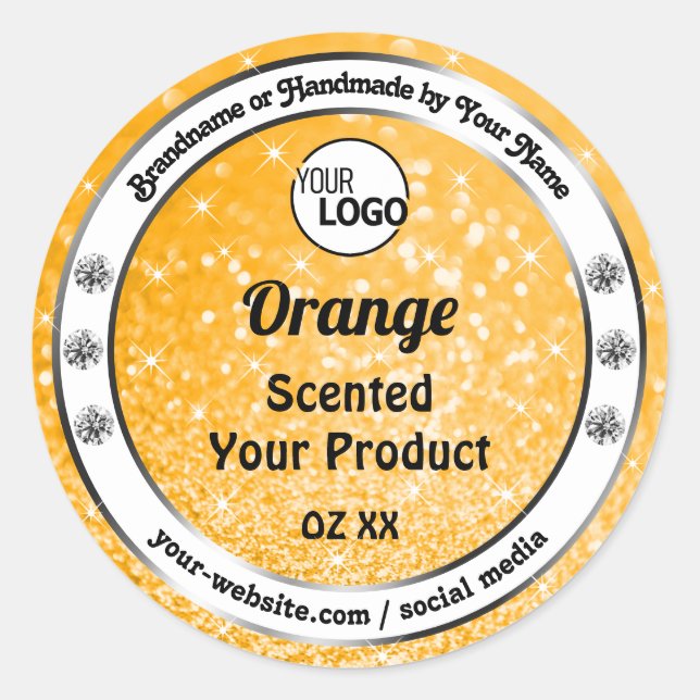 Luminous Orange Sparkle Glitter Product Label Logo (Front)
