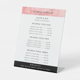 Luminous Pink Bokeh Business Services Pricing Pedestal Sign