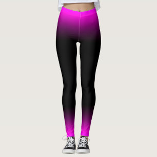 Luminous Pinkish Purple and Black Ombre Leggings