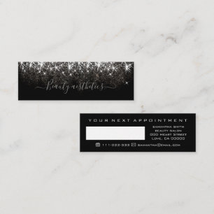 Luminous Platinum Silver Glitter Next Appointment Mini Business Card