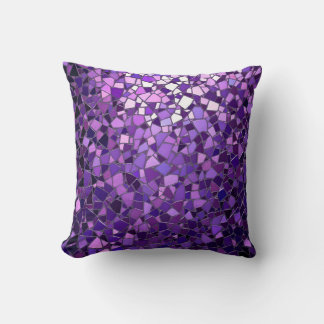 Luminous Purple Mosaic Pattern.Modern Outdoor Throw Pillow