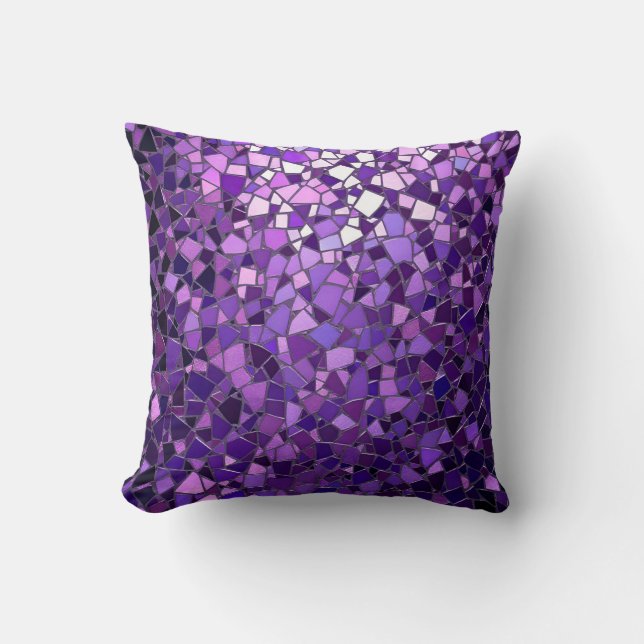 Luminous Purple Mosaic Pattern.Modern Outdoor  Throw Pillow (Front)