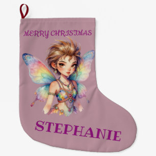 Luminous Rainbow Guardian fairy Large Christmas Stocking