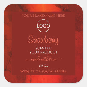 Luminous Red Marble Pattern Product Labels Logo