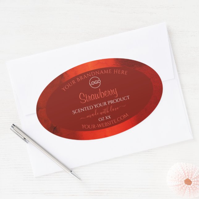 Luminous Red Marble Pattern Product Labels Logo (Envelope)