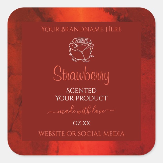 Luminous Red Marble Product Labels Rose Graphic (Front)