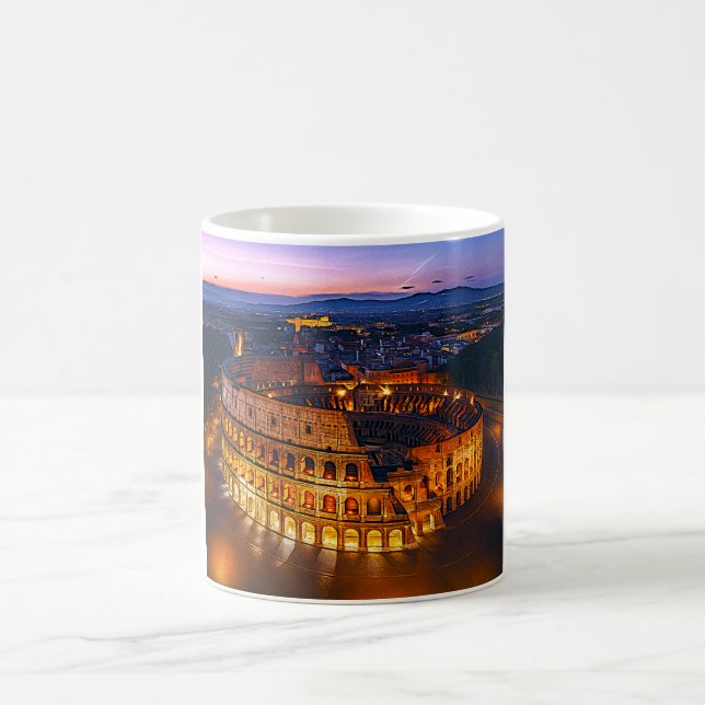 Luminous Roman Colosseum Nightscape Coffee Mug (Center)