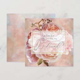 LUMINOUS ROSE Elegant Modern Floral Bridesmaid Invitation