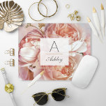 LUMINOUS ROSE Elegant Modern Floral Monogram Mouse Pad<br><div class="desc">LUMINOUS ROSE Elegant Modern Floral Name Monogram Mouse Pad - Give a gift that is sure to be appreciated with this gorgeous mouse pad featuring a luminous bouquet of pink roses and peony, over a beautiful pink and blue watercolor background. An elegant, white screened layer bordered by an outer faux...</div>