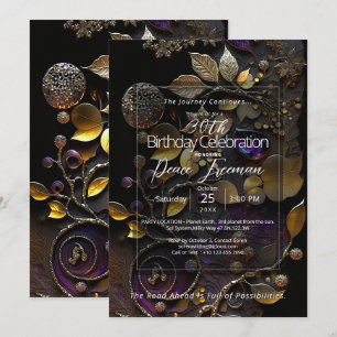 Luminous Sanctuary   Botanical Gemstone Abstract Invitation