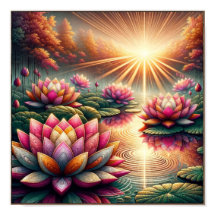 Luminous Serenity: Lotus Blossoms at Dawn