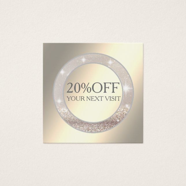 Luminous shiny glittery simple discount card (Front)