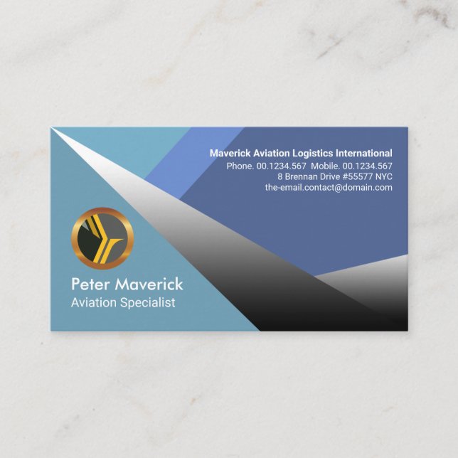 Luminous Shiny Silver Fighter Jet Airport Pilot Business Card (Front)