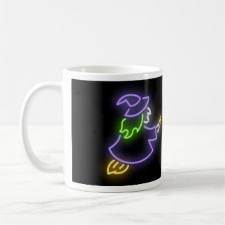 Luminous signboard with sorceress coffee mug
