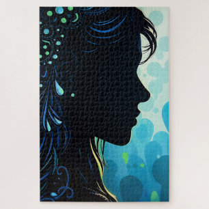 Luminous Silhouette Puzzle: Mystical Bloom Jigsaw Puzzle