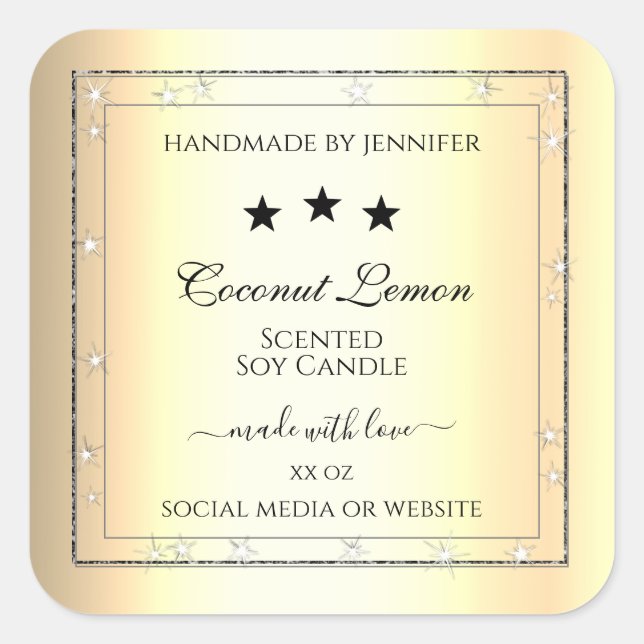 Luminous Silver Glitter Gold Effect Product Labels (Front)