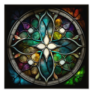 Luminous Stained Glass Cross Photo Print