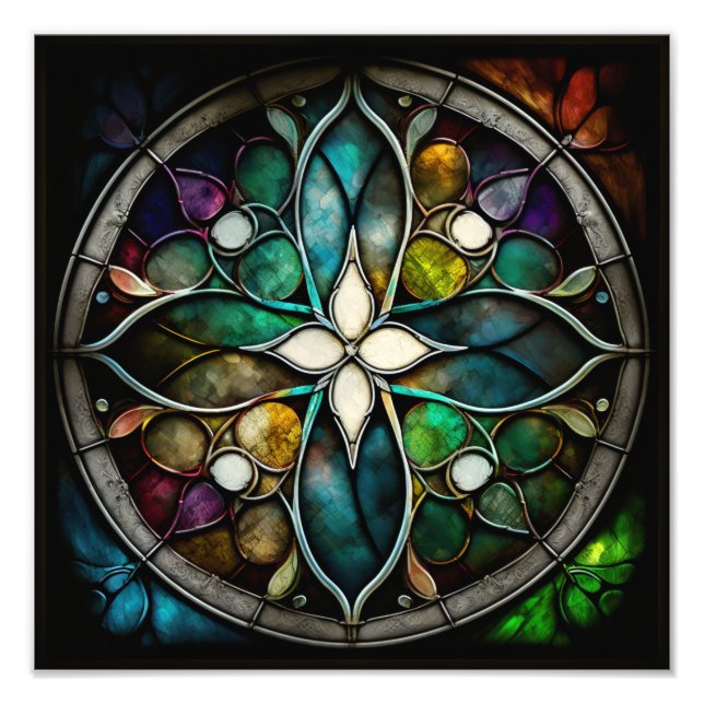 Luminous Stained Glass Cross Photo Print (Front)