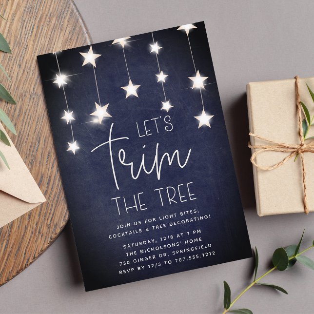 Luminous Stars Christmas Tree Trimming Party Invitation (Creator Uploaded)