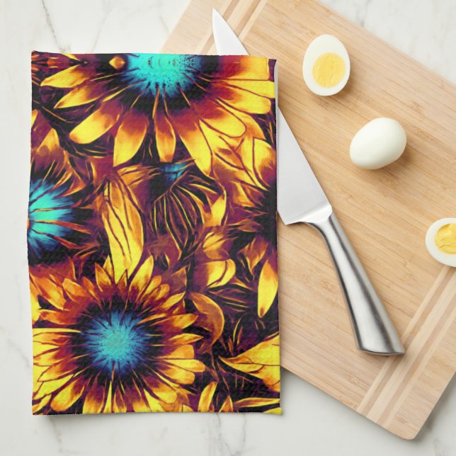 Luminous Sunflowers Kitchen Towel (Quarter Fold)