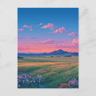 Luminous Sunset Over Wildflower Mountain Meadow Postcard