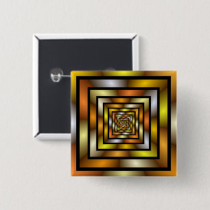 Luminous Tunnel Colourful Graphic Fractal Pattern 2 Inch Square Button