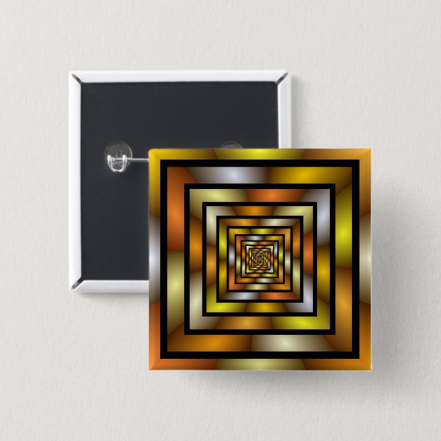 Luminous Tunnel Colourful Graphic Fractal Pattern 2 Inch Square Button (Front & Back)