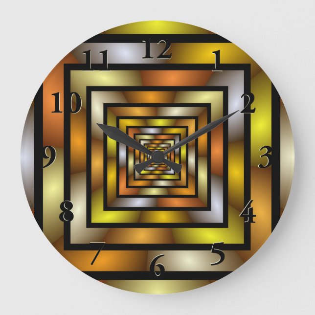 Luminous Tunnel Colourful Graphic Fractal Pattern Large Clock (Front)