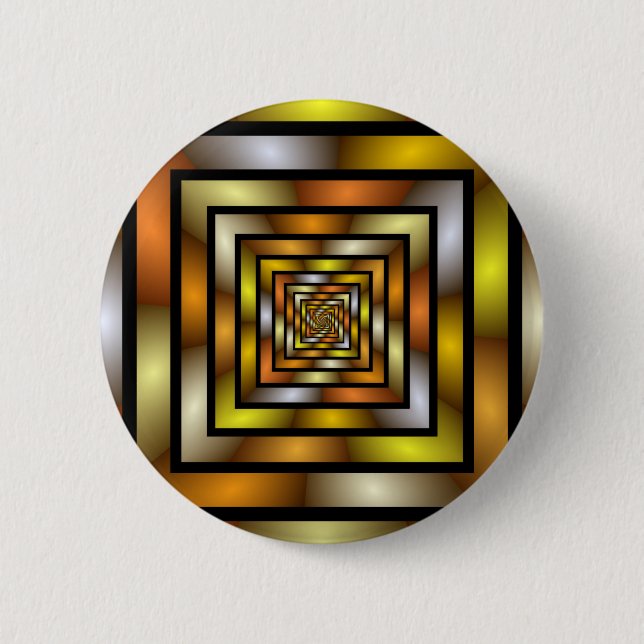Luminous Tunnel Colourful Trippy Fractal Graphic 2 Inch Round Button (Front)