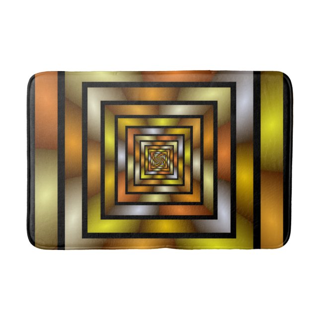 Luminous Tunnel Colourful Trippy Fractal Graphic Bath Mat (Front)