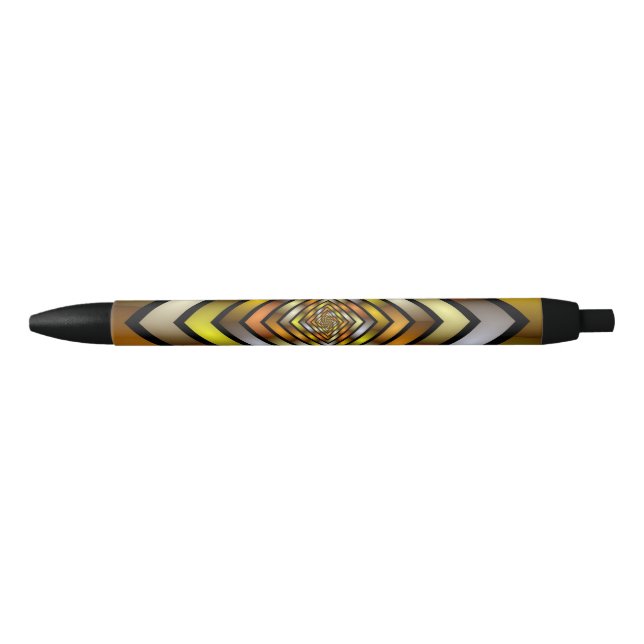 Luminous Tunnel Colourful Trippy Fractal Graphic Black Ink Pen (Front)