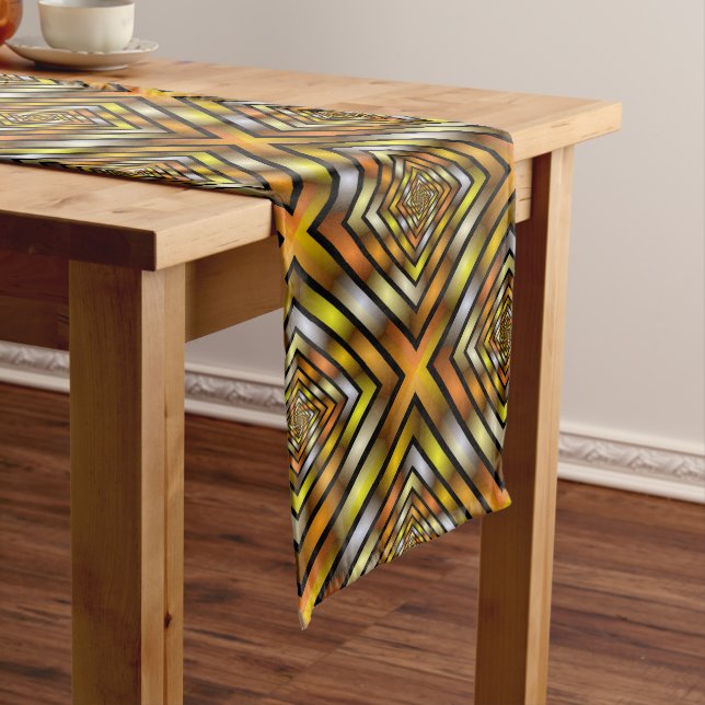 Luminous Tunnel Colourful Trippy Fractal Graphic Medium Table Runner (In Situ)