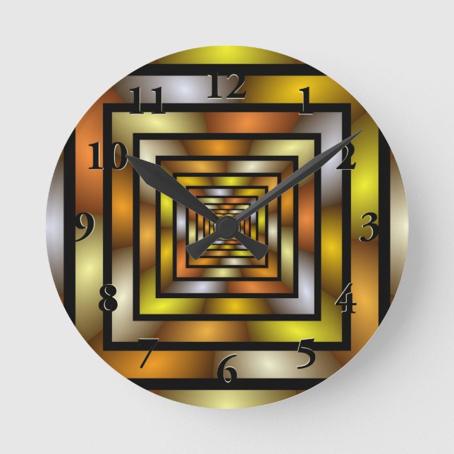 Luminous Tunnel Colourful Trippy Fractal Graphic Round Clock (Front)