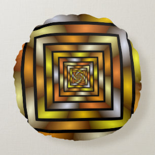 Luminous Tunnel Colourful Trippy Fractal Graphic Round Pillow