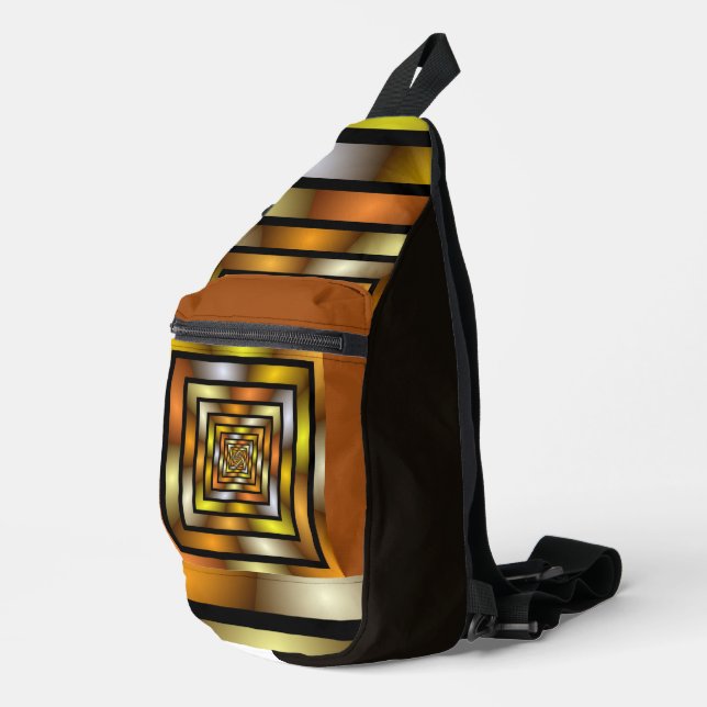 Luminous Tunnel Colourful Trippy Fractal Graphic Sling Bag (Right Corner)