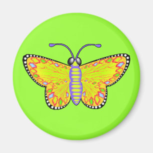 Luminous Yellow Butterfly Magnet