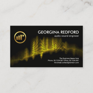 Luminous Yellow Sound Wave Binary Code Audio Sound Business Card