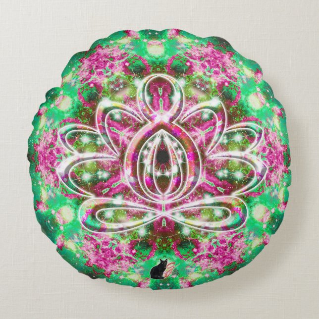 Luminous Zen Lotus Round Pillow (Front)