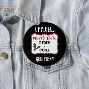 Lump of Coal Christmas Button