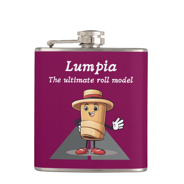 Lumpia: The Ultimate Roll Model Hip Flask (Front)