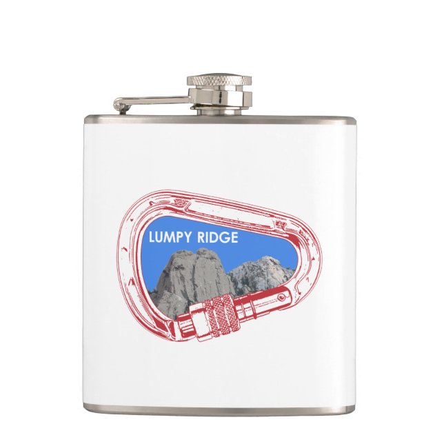 Lumpy Ridge Rock Climbing Carabiner Hip Flask (Front)