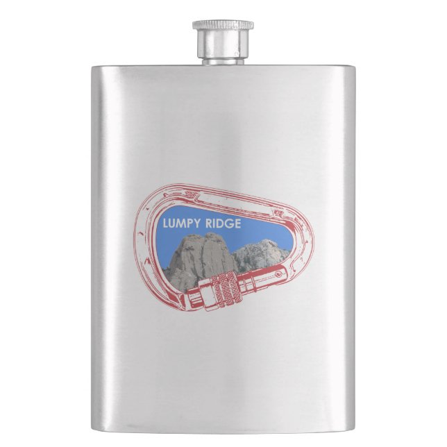 Lumpy Ridge Rock Climbing Carabiner Hip Flask (Front)