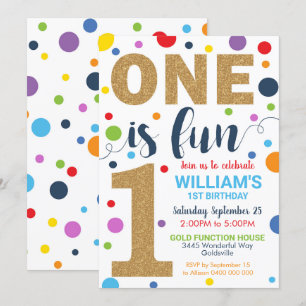 L'un est Fun Birthday Invitation 1er Anniversaire