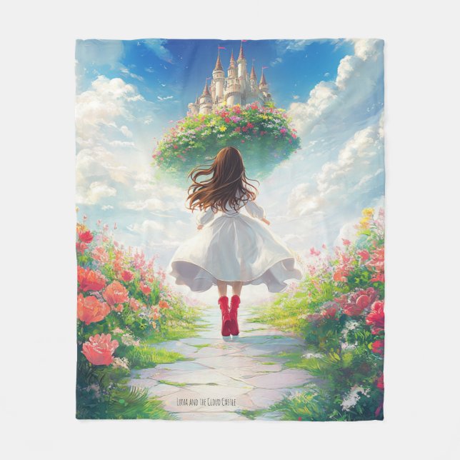 Luna and the Cloud Castle – Enchanted Fleece Blank Blanket (Front)