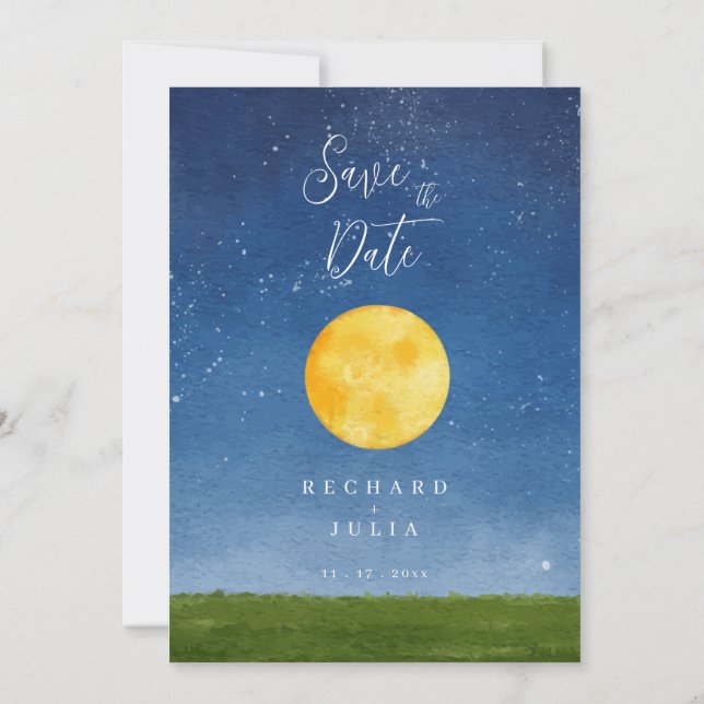 LUNA Enregistrer La Date Invitation / Aquarelle Lu (Dos)