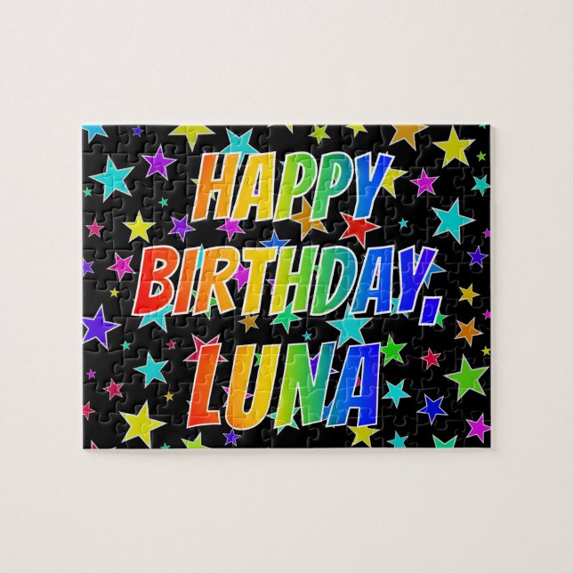 "LUNA" First Name, Fun "HAPPY BIRTHDAY" Jigsaw Puzzle (Horizontal)